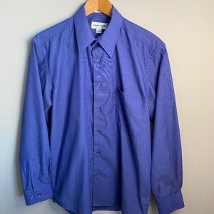 Pierre Cardin Men's Blue Long Sleeve‎ Button Up Dress Shirt Size 15.5 - 32/33